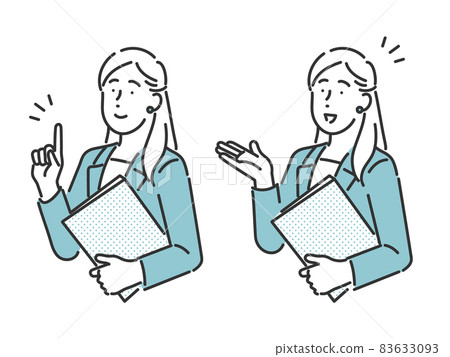 Image illustration material of a woman in charge of sales explaining to customers 83633093