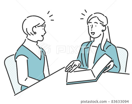 Image illustration material of a woman in charge of sales explaining to customers 83633094