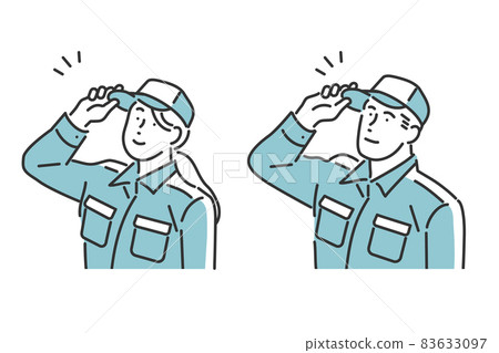 男女穿著工作服擺姿勢的形象插畫素材 83633097