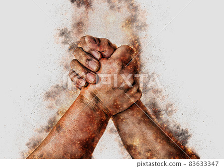 Illustration of confrontation with arm wrestling 83633347