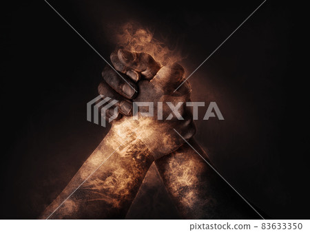 Illustration of confrontation with arm wrestling 83633350