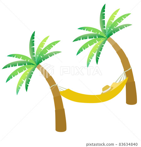 Summer illustration. A swaying hammock with palm trees. 83634840