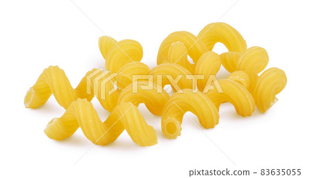 raw pasta cavatappi isolated on white background with clipping path and full depth of field. raw pasta cavatappi isolated on white background with clipping path and full depth of field. 83635055