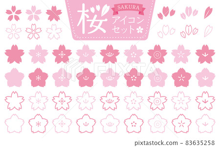Cherry blossom icon set (pink) 83635258