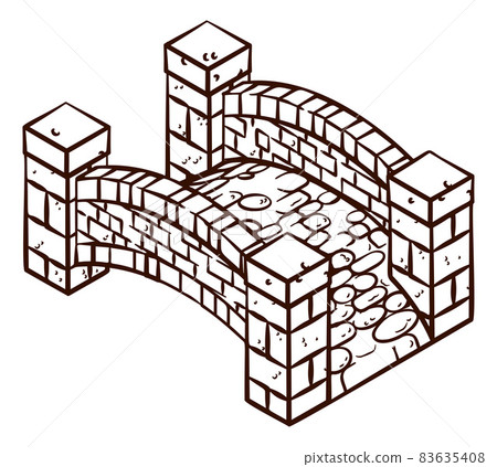 Stone Bridge Map Icon Vintage Illustration 83635408