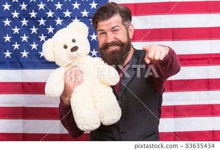 Looking for fun party games. Party man with teddy bear  83635434