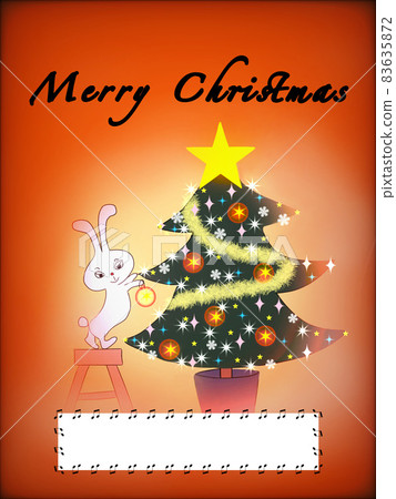 聖誕背景-聖誕樹和兔子 83635872