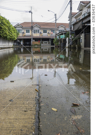 Low-level alley flooding in the village. 83636437