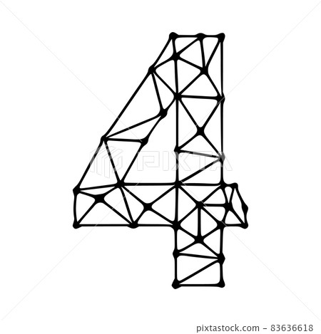 Number 4 polygonal symbol, clip art isolated on white background Number 4 polygonal symbol, clip art isolated on white background 83636618