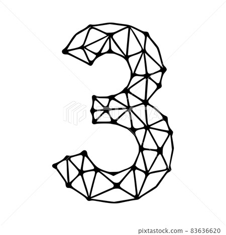 Number 3 polygonal symbol, clip art isolated on white background 83636620