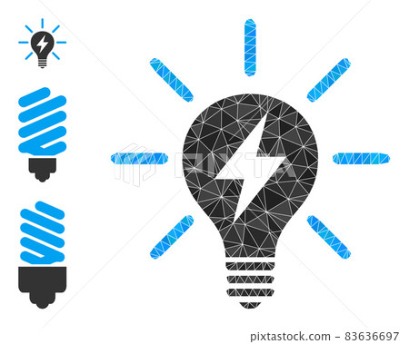 Vector Polygonal Electric Light Bulb Icon with Similar Icons Vector Polygonal Electric Light Bulb Icon with Similar Icons 83636697