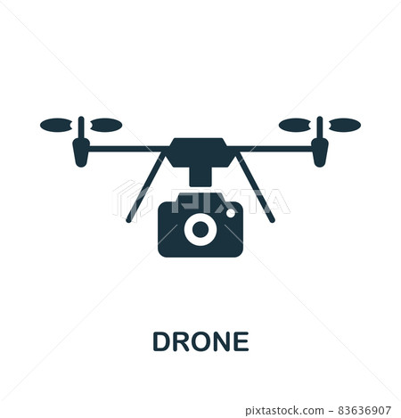 Drone icon. Monochrome sign from technology collection. Creative Drone icon illustration for web design, infographics and more Drone icon. Monochrome sign from technology collection. Creative Drone icon illustration for web design, infographics and more 83636907