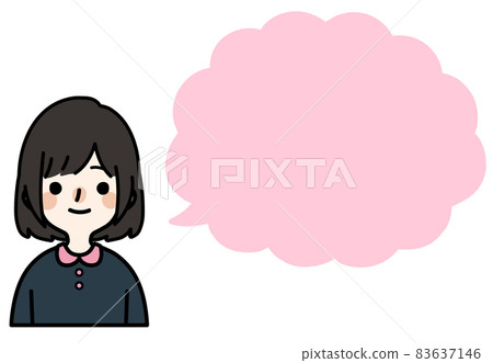 人物插畫_穿著便衣的可愛女孩_講話泡泡 人物插畫_穿著便衣的可愛女孩_講話泡泡 83637146