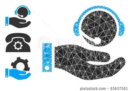 Vector Polygonal Call Center Service Icon with Bonus Icons Vector Polygonal Call Center Service Icon with Bonus Icons 83637381