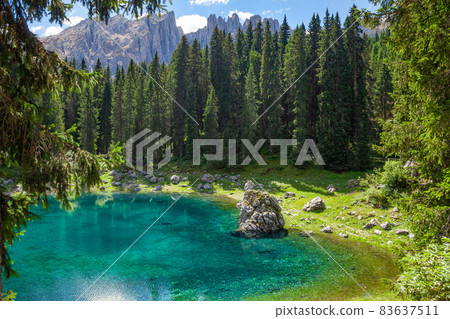 Lake Carezza South Tyrol Italy Lake Carezza South Tyrol Italy 83637511