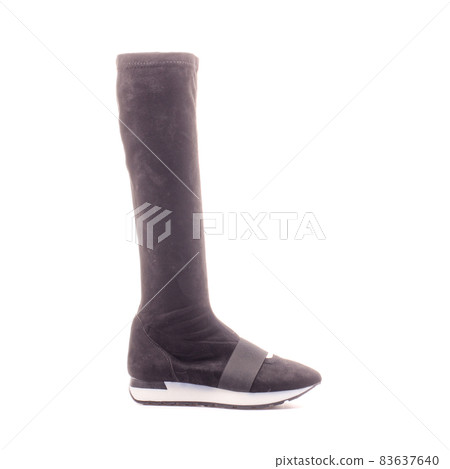 Women's autumn ankle boots brown average heels, one pair of isolated white background. 83637640