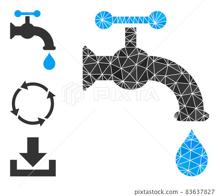 Vector Triangle Filled Water Tap Icon with Bonus Icons 83637827