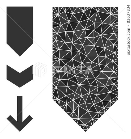 Vector Polygonal Direction Down Icon with Other Icons 83637834