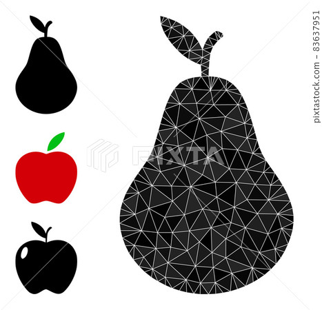 Vector Polygonal Pear Icon with Other Icons Vector Polygonal Pear Icon with Other Icons 83637951