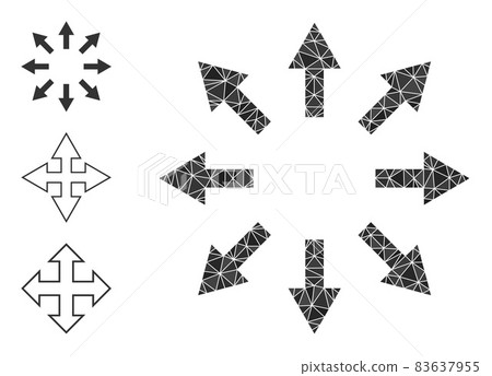 Vector Triangle Filled Radial Arrows Icon and Bonus Icons 83637955