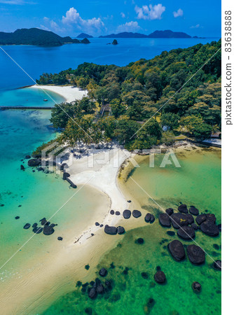 Beautiful tropical island koh Kham, white sand beach with volcanic rocks, near koh Mak, Trat 83638888