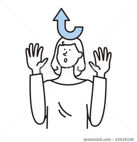 Illustration with an arrow on a woman's head 83639186