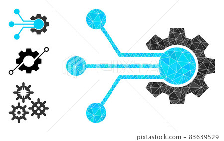 Vector Lowpoly Smart Cog Icon with Other Icons Vector Lowpoly Smart Cog Icon with Other Icons 83639529