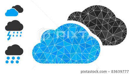 Vector Lowpoly Clouds Icon with Similar Icons 83639777