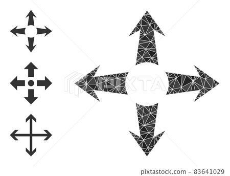 Vector Polygonal Expand Arrows Icon with Other Icons 83641029