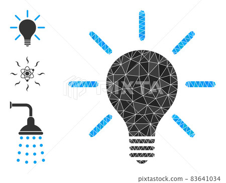 Vector Lowpoly Light Bulb Icon and Bonus Icons-插圖素材 [83641034] - PIXTA圖庫