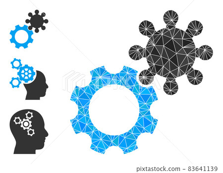 Vector Polygonal Gears Icon and Other Icons - Stock Illustration ...