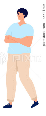 Walking young man. The boy goes, male person in casual clothes moves Walking young man. The boy goes, male person in casual clothes moves 83641206