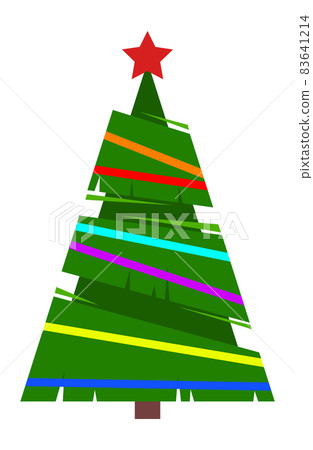 Stylized christmas tree with striped pattern. Xmas icon Stylized christmas tree with striped pattern. Xmas icon 83641214