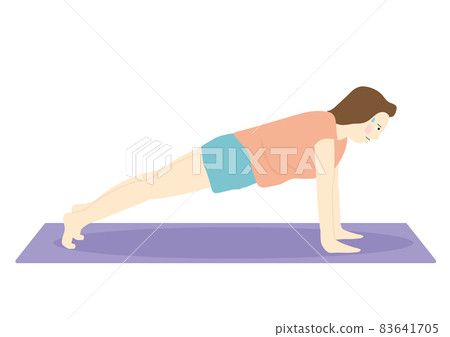 A woman on a diet doing a full plank A woman on a diet doing a full plank 83641705