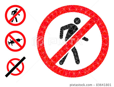 Vector Triangle Filled No Pedestrian Walking Icon with Other Icons 83641801