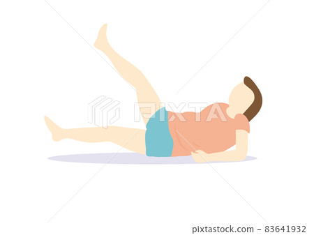 A woman on a diet doing Alternate Leg Raise, no mat, no facial expression A woman on a diet doing Alternate Leg Raise, no mat, no facial expression 83641932