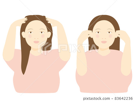 A set of women who massage the scalp and women who massage the ears A set of women who massage the scalp and women who massage the ears 83642236