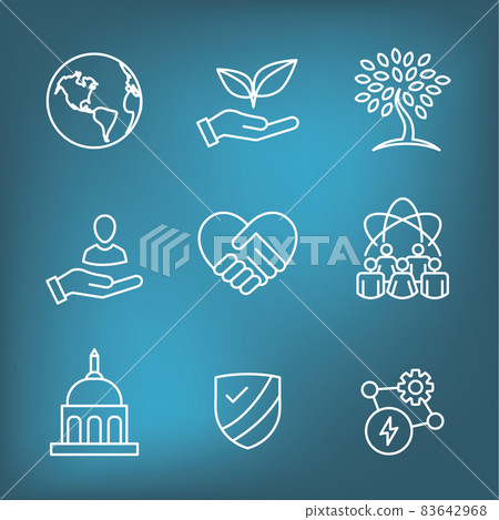 Environment or Environmental and Social Government and Governance Icon Set for ESG 83642968