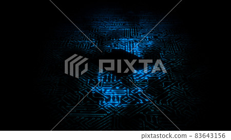 3D rendering of an electrical pulse passing through the circuits of a microcircuit 3D rendering of an electrical pulse passing through the circuits of a microcircuit 83643156