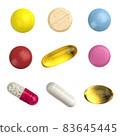 Health care concept: pills, drugs and syringes. 83645445