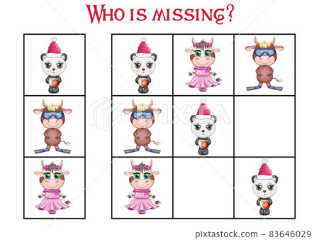 Sudoku game for children with pictures. Kids activity sheet. Cartoon animals. Sudoku game for children with pictures. Kids activity sheet. Cartoon animals. 83646029
