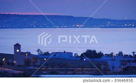 Church on spanish coast, night view Church on spanish coast, night view 83646938