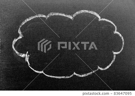 White color chalk hand drawing in cloud shape on black board background White color chalk hand drawing in cloud shape on black board background 83647095