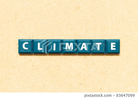Tile alphabet letter in word climate on wood background Tile alphabet letter in word climate on wood background 83647099