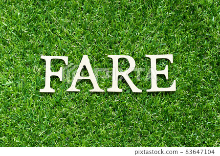 Alphabet letter in word fare on green grass background 83647104