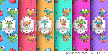 Cartoon character crazy frog and seamless pattern Cartoon character crazy frog and seamless pattern 83647114