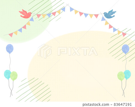 Background material: watercolor background of birds, garland and balloons 83647191
