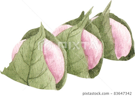 Japanese traditional confectionery cake wagashi and decor watercolor clipart 83647342