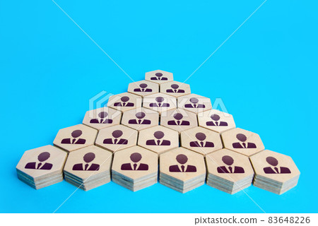 Hierarchical pyramid of people. Classic form of organizational management. Personnel management. Human resources, headhunting. Reliable structure of business company. Career, corporate culture concept Hierarchical pyramid of people. Classic form of organizational management. Personnel management. Human resources, headhunting. Reliable structure of business company. Career, corporate culture concept 83648226