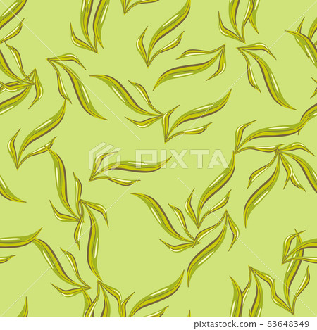 Seamless pattern seaweed on pastel green background. Marine flora templates for fabric. 83648349